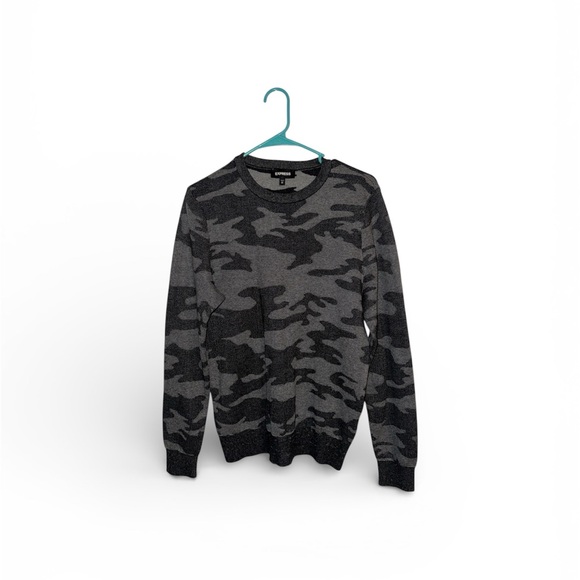 Express Men's Camouflage Sweater - Gray - Picture 1 of 7
